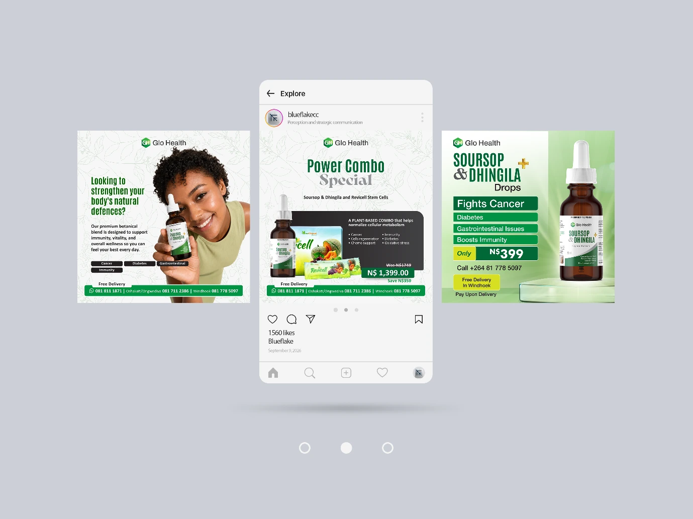 Glo Health Namibia — social media content